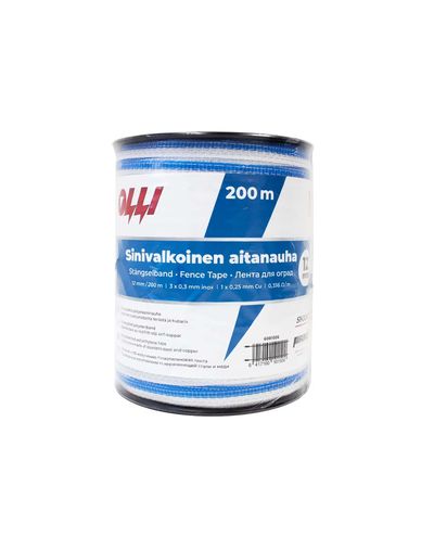 Olli blå og hvid hegnstape 12mm/200m